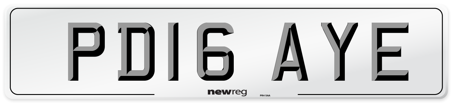 PD16 AYE Number Plate from New Reg